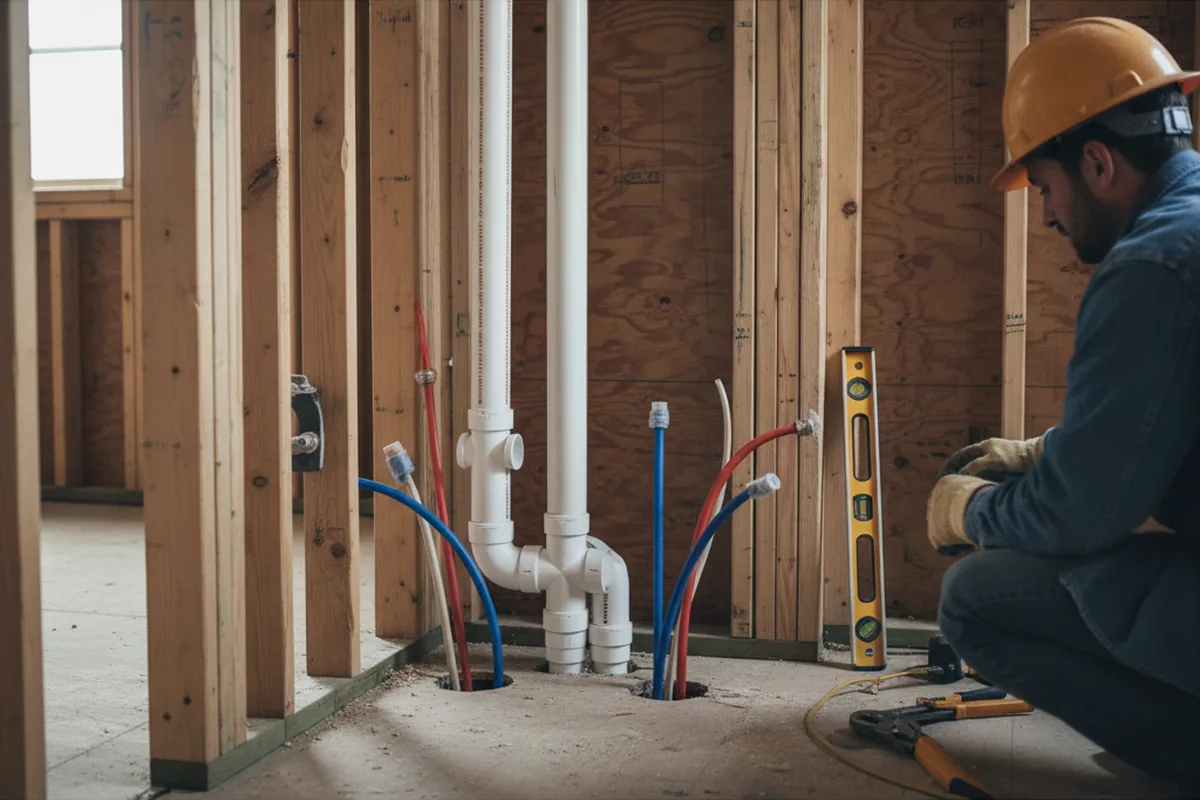 Drain and supply rough-in during Leak Detection in Mckenna