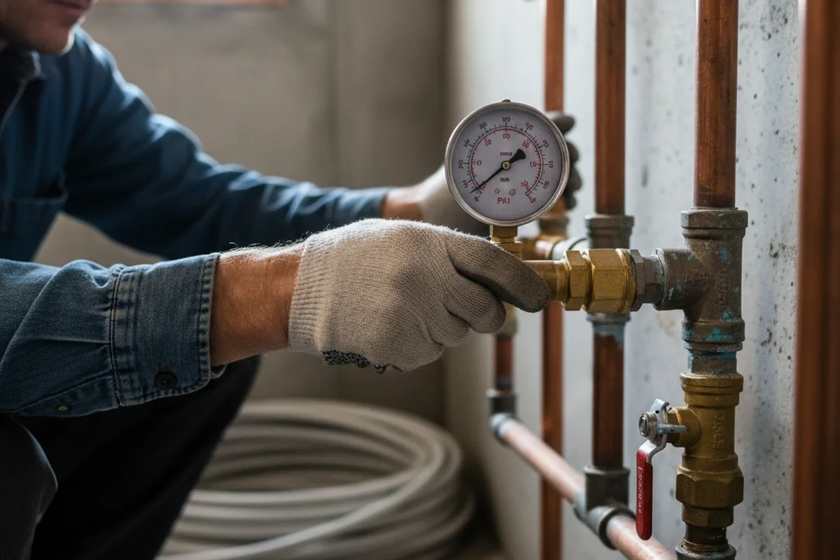 Pressure testing a repaired line during Water Line Repair in Mckenna